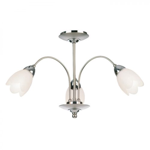 ENDON Petal 3lt Semi flush Satin chrome plate & opal glass 3 x 40W E14 golf - ED-124-3