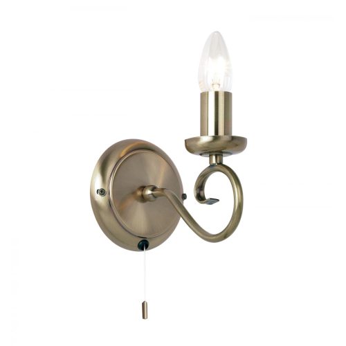 ENDON Trafford 1lt Wall Antique brass plate 6W LED E14 - ED-180-1AN