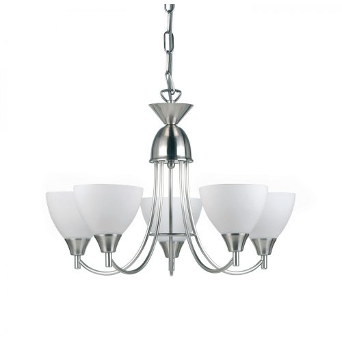 ENDON Alton 5lt Pendant Satin chrome plate & opal glass 5 x 60W E14 golf - ED-1805-5SC
