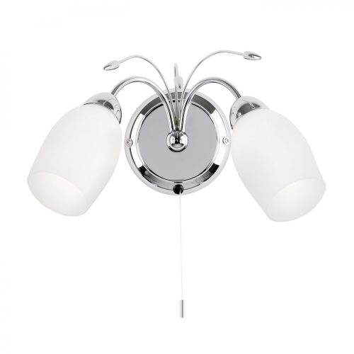 ENDON Meadow 2lt Wall Chrome plate & white glass 2 x 40W E14 candle - ED-2007-2WBCH