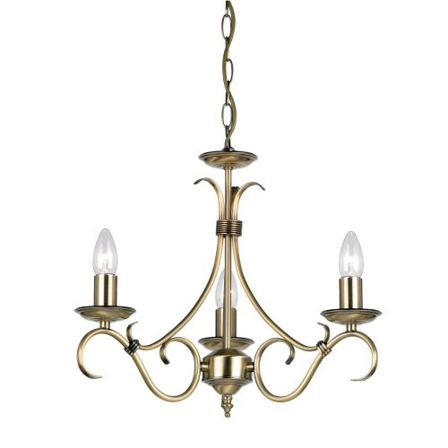 ENDON Bernice 3lt Pendant Antique brass plate 3 x 60W E14 candle - ED-2030-3AN