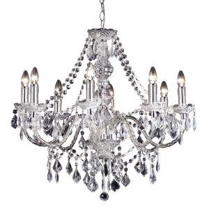 Függeszték - ENDON Clarence 8lt Pendant Clear acrylic & chrome plate 8 x 60W E14 candle - ED-308-8CL