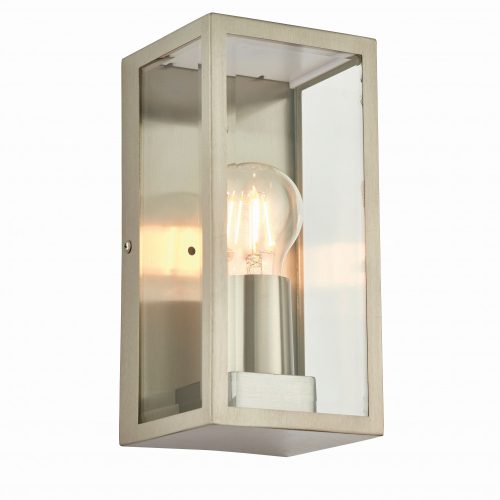 ENDON Oxford 1lt Wall Brushed stainless steel & clear glass 28W E27 Eco GLS - ED-53803