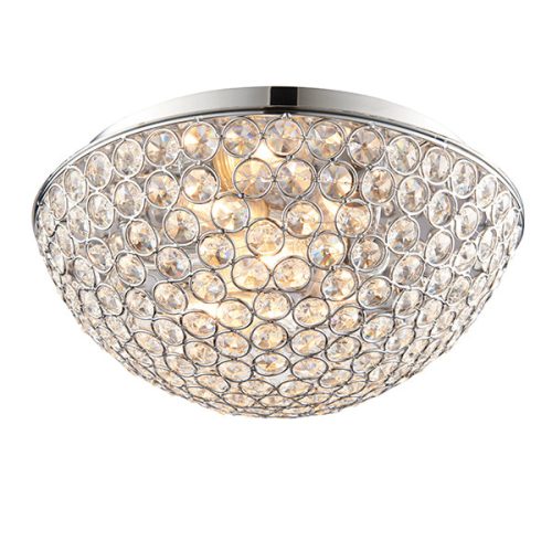 ENDON Chryla 3lt Flush Chrome plate & clear crystal 3 x 18W G9 clear capsule - ED-60103