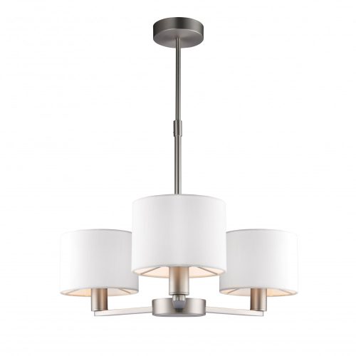 ENDON Daley 3lt Pendant Matt nickel plate & vintage white fabric 3 x 40W E14 candle - ED-60256