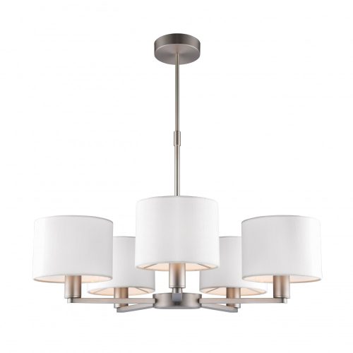 ENDON Daley 5lt Pendant Matt nickel plate & vintage white fabric 5 x 40W E14 candle - ED-60257