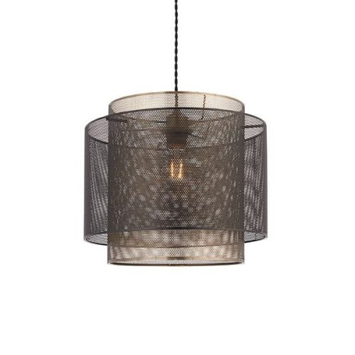 ENDON Plexus 1lt Pendant easyfit Matt black & antique brass plate 10W LED E27 or B22 - ED-72829