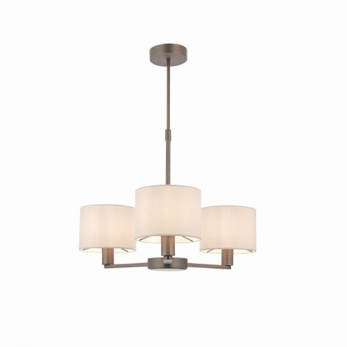 ENDON Daley 3lt Pendant Dark antique bronze plate & marble fabric 3 x 40W E14 candle - ED-73016