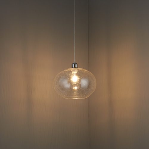 ENDON Dimitri 1lt Pendant easyfit Clear bubble glass 40W E27 or B22 GLS - ED-73974