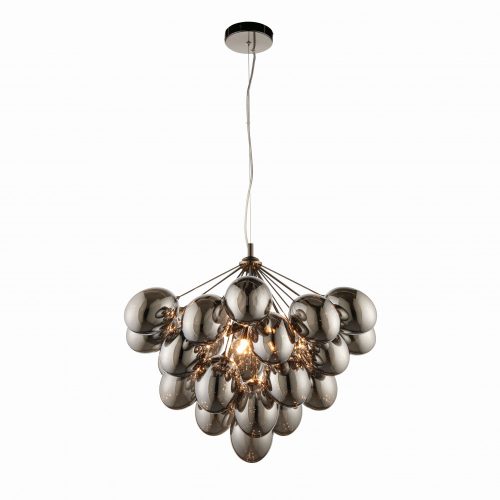 ENDON Infinity 6lt Pendant Black chrome plate & dark chromed glass 6 x 28W G9 clear capsule - ED-80199