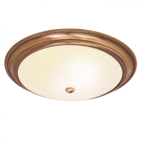 ENDON Atlas 2lt Flush Antique brass plate & frosted glass 2 x 40W E27 GLS - ED-91121