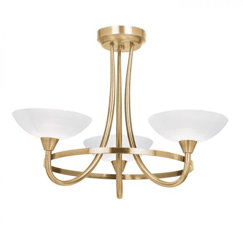 ENDON Cagney 3lt Semi flush Antique brass plate & white glass 3 x 33W G9 clear capsule - ED-CAGNEY-3AB