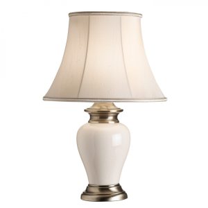 Asztali lámpa - ENDON Dalston 1lt Table Cream crackle glaze & antique brass plate 60W E14 candle - ED-DALSTON-TLAB