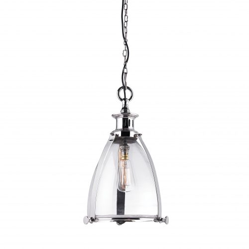 ENDON Storni 1lt Pendant Polished nickel plate & clear glass 40W E27 GLS - ED-EH-STORNI-L