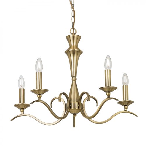 ENDON Kora 5lt Pendant Antique brass plate 5 x 40W E14 candle - ED-KORA-5AB