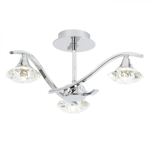 ENDON Langella 3lt Semi flush Chrome plate & clear crystal 3 x 3W LED G9 - ED-LANGELLA-3CH