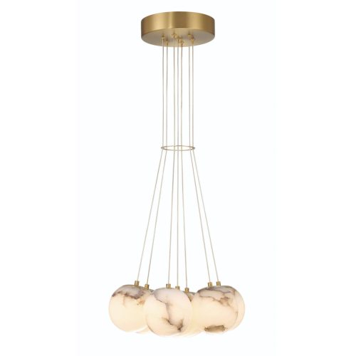 ELSTEAD Eurofase real alabaster pendant lamp, diameter 456mm, 7x7W dimmable LED, total 3544lm - ELS-QN-KEPLER-7P-BG