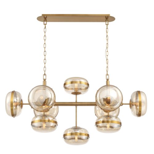 ELSTEAD Eurofase pendant light, width 1378mm, 10x E27 - ELS-QN-NOTTINGHAM-10LP-AB