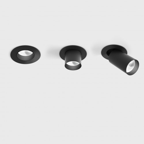 Ceiling recessed luminaire TUB M IN, L90mm, H126mm, D90mm, LED 9W, 1210Lm, 3000K, 30fok, CRI>90, 250mA, IP20, black color
