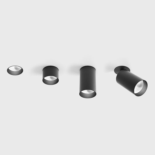 Ceiling recessed luminaire TUB M INT, L90mm, H124mm, D90mm, LED 9W, 1210Lm, 4000K, 30fok, CRI>90, 250mA, IP20, black color