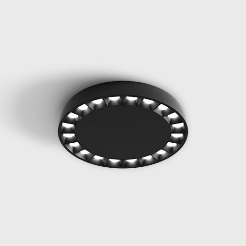 Surface mounted luminaire TURBINE, D191mm, H54mm, CREE LED 15W, 1800Lm, 3000K, 36fok, CRI>90, black color