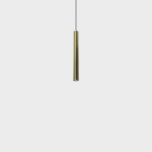 Pendant luminaire with recessed trimless base TUB S P 300 NANO, D30mm, H300mm, CREE LED 8W, 389Lm, 3000K, 50fok, CRI>90, 700mA, IP20, brass color