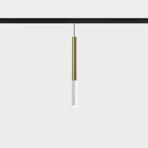 Suspended luminaire IN_LINE MATCH 450, D25mm, H450mm, CREE LED 7W, 415Lm, 3000K, 113fok, CRI>90, 2 wired, ON/OFF, IP20, white mat/brass color