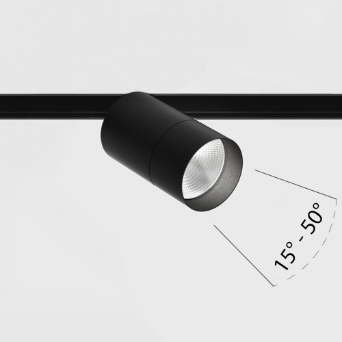Spotlight IN_LINE ZOOM, D52mm, H90mm, CREE LED 13W, 615-1040Lm, 4000K, 15fok-50fok, CRI>90, 2 wired, ON/OFF, IP20, black color