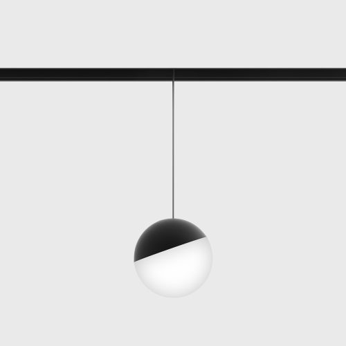 Suspended luminaire IN_LINE BALL M, D100mm, H1500mm, CREE LED 7W, 590Lm, 3000K, CRI>90, 2 wired, ON/OFF, IP20, opal/black color