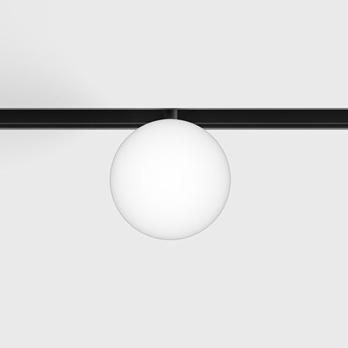 Spotlight IN_LINE SFERA, D 100mm, Bridgelux 5W LED, 498Lm, 350fok, 3000K, CRI>90, 2 wired, ON/OFF, IP20, opal/black color