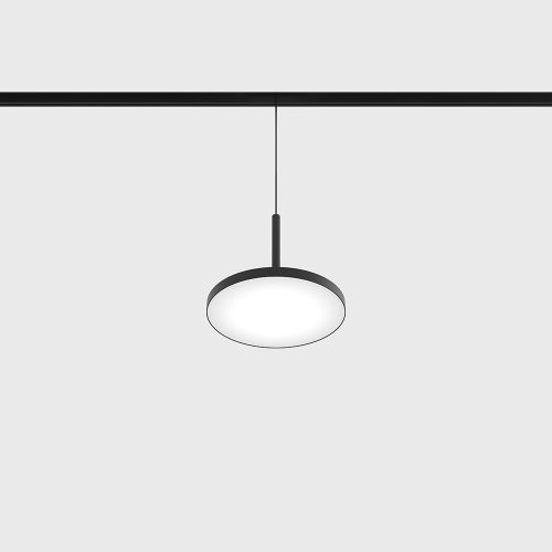 Suspended luminaire IN_LINE DISK, D157mm, H150mm, Bridgelux LED 15W, 3000K, 715Lm, CRI>90, 2 wired, ON/OFF, IP20, opal/black color
