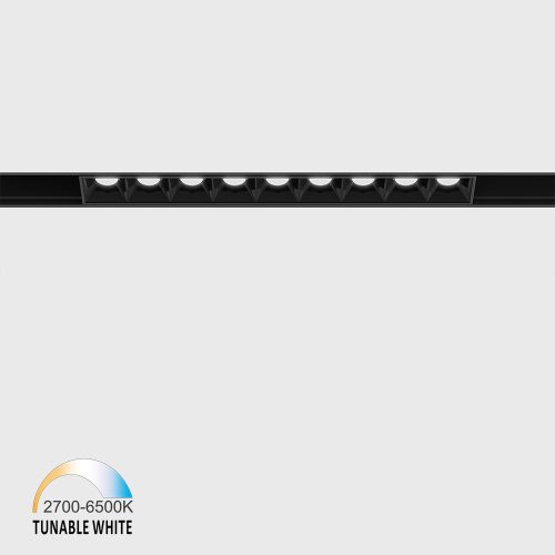 IN_LINE COMFORT 205 TW line light, L205mm, W24.5mm, H48mm, LED 10W, TW DIM: 2700K(563Lm)-6500K(632Lm), 20fok, CRI>90, 48V DС, IP20, black color
