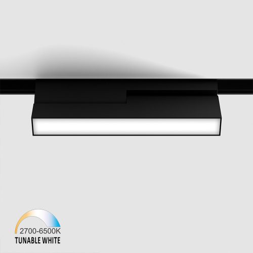 IN_LINE LINEA B 205 TW spotlight, L205mm, W24.5mm, H107mm, LED 6W, TW DIM: 2700K(419Lm)-6500K(435Lm), CRI>90, 48V DС, IP20, opal/black color