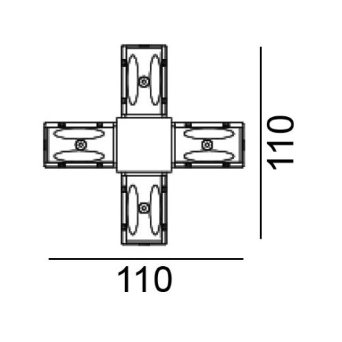 IN_LINE CORNER X, Surface track connector CORNER X, L110mm, W110mm, H54mm, IP20, black color, 2 wired