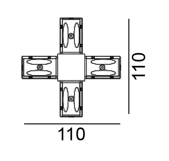 Sínes rendszerek - IN_LINE CORNER X, Surface track connector CORNER X, L110mm, W110mm, H54mm, IP20, black color, 2 wired