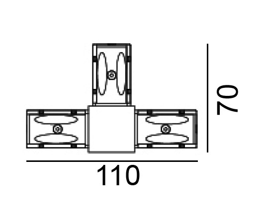 Sínes rendszerek - IN_LINE CORNER T, Surface track connector CORNER T left, L110mm, W70mm, H54mm, IP20, white color, 2 wired Sínes rendszerek - IN_LINE CORNER T, Surface track connector CORNER T left, L110mm, W70mm, H54mm, IP20, white color, 2 wired