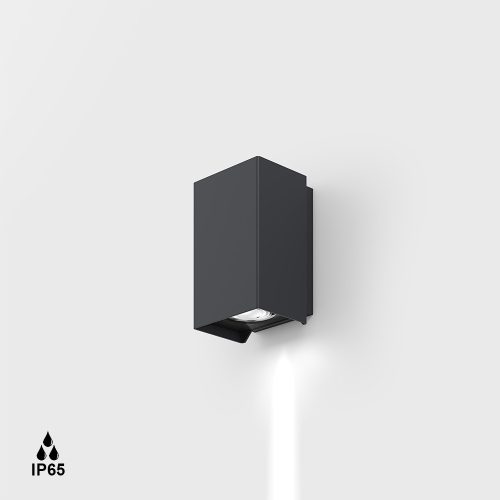 Surface mounted luminaire BRICK 1. L70mm, SP63mm, H110mm, LED 4W,  3000K, 314Lm, 7fok, IP65, graphite color