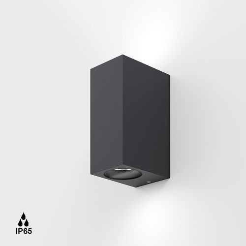 Surface mounted luminaire GRAPH2. L100mm, W73mm, H158mm, GU10 Max. 2х7W LED (without), IP65, graphite color