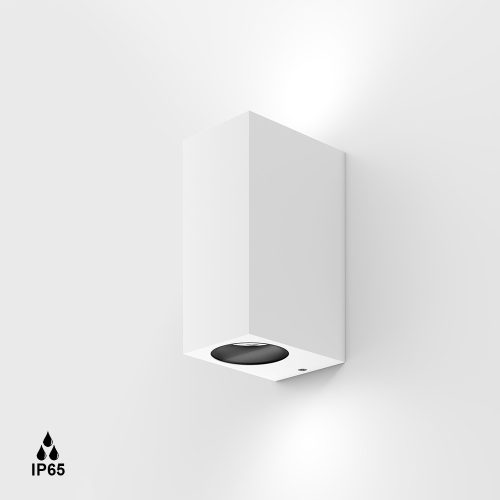 Surface mounted luminaire GRAPH2. L100mm, W73mm, H158mm, GU10 Max. 2х7W LED (without), IP65, white color
