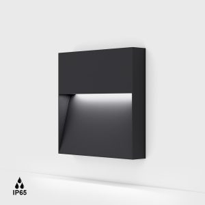 Kültéri beépíthető lámpa - Surface mounted luminaire ON WALL IP. L200mm, h200mm, sp35mm, LED 12.6W, 128fokх42fok, 3000K, 455Lm, CRI>90, IP65, AC 220-240V, graphite color