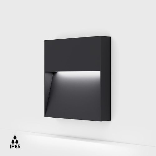 Surface mounted luminaire ON WALL IP. L200mm, h200mm, sp35mm, LED 12.6W, 128fokх42fok, 3000K, 455Lm, CRI>90, IP65, AC 220-240V, graphite color
