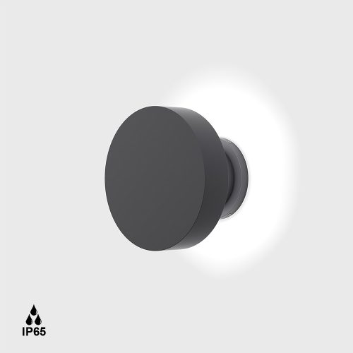 Surface mounted luminaire BUTTON IP, D140mm, SP92mm, Bridgelux LED 18W, 360fok, 2700K, 161Lm, CRI>90, IP65, AC 220-240V, graphite color