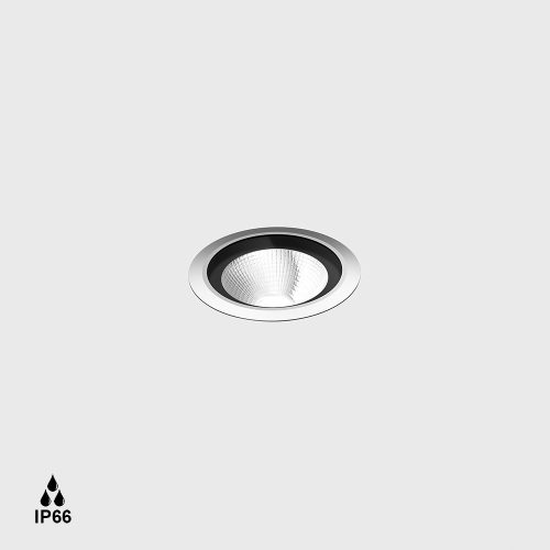 In-ground luminaire symmetrical UPP 220V, D75mm, H122mm, LED 6.3W, 532Lm, 3000K, 30fok, CRI>90, 220V, IP66, IK07, stainless steel