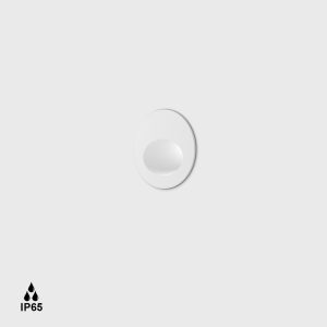 Kültéri beépíthető lámpa - Wall recessed luminaire IN WALL IP, D52mm, SP39mm, CREE LED 2.1W, 21Lm, 25fokх30fok, CRI>90, 2700K, 700mA(without driver), with recessed box, wire L1m, IP65, white 