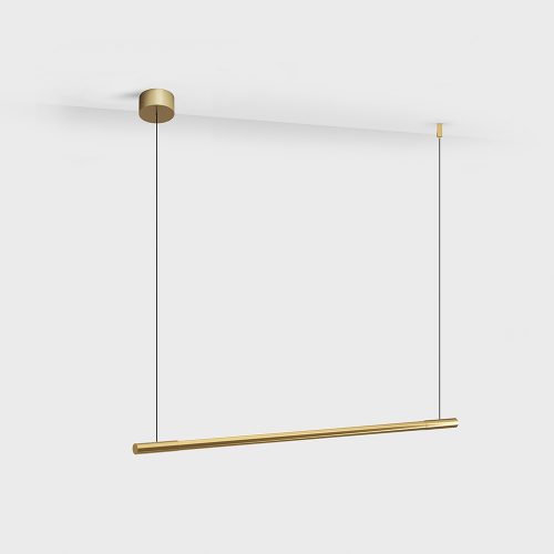 Suspended luminaire SLIMLINE. L700mm, D18mm, bridgelux 5W LED, 400Lm, 3000K, DC 48V power supply not included, CRI>90, IP20, matte diffuser, brass color