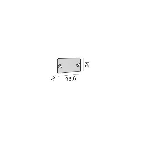 End cap for PROFILE CENTRAL 2. L38.6mm, w2mm, h24mm, 2pcs