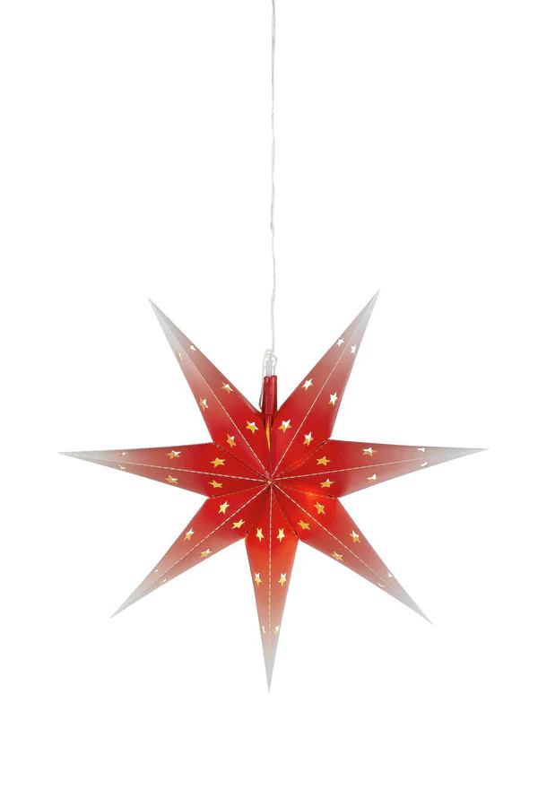 Függeszték - Markslöjd NICOLAS 2D Star 45cm Red/White tips IP44 DIOD/LED 12 PLASTIC 4.5V