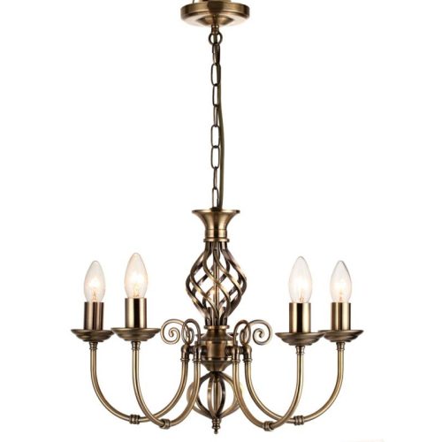 REALITY Aimee Pendant lamp,antique brass5*E14 Max 40W ,bulb excl.Dia:48cm H:65cm 
