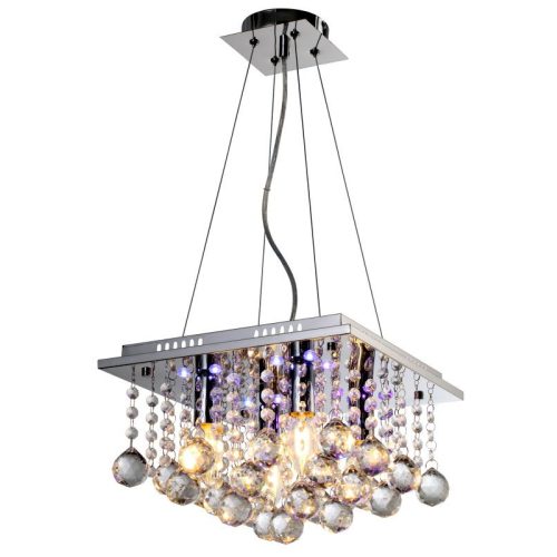 REALITY Escada Pendant lamp, chrome with RC. 4xE14 + 16 LED RGB. Dia: 32x32cm. Total H: 120cm. Hangings crystal glass