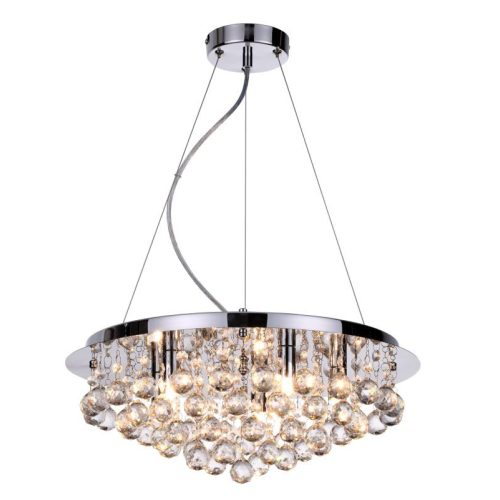 REALITY Loona Ceiling lamp Round chrome + clear Crystal 5xG9 max. 33W bulb incl.Product dimensions:Width:45cm Height:22cm Total H: 120cm